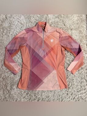 Women’s XL Pink/Orange Plaid Arista Long Sleeve Horseback Riding Sunshirt
